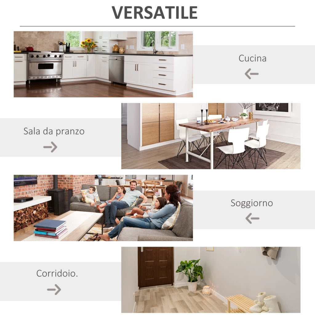 Credenza con Cantinetta 20 Bottiglie 80x36x85 cm con Porta Calici e Armadietto Bianco