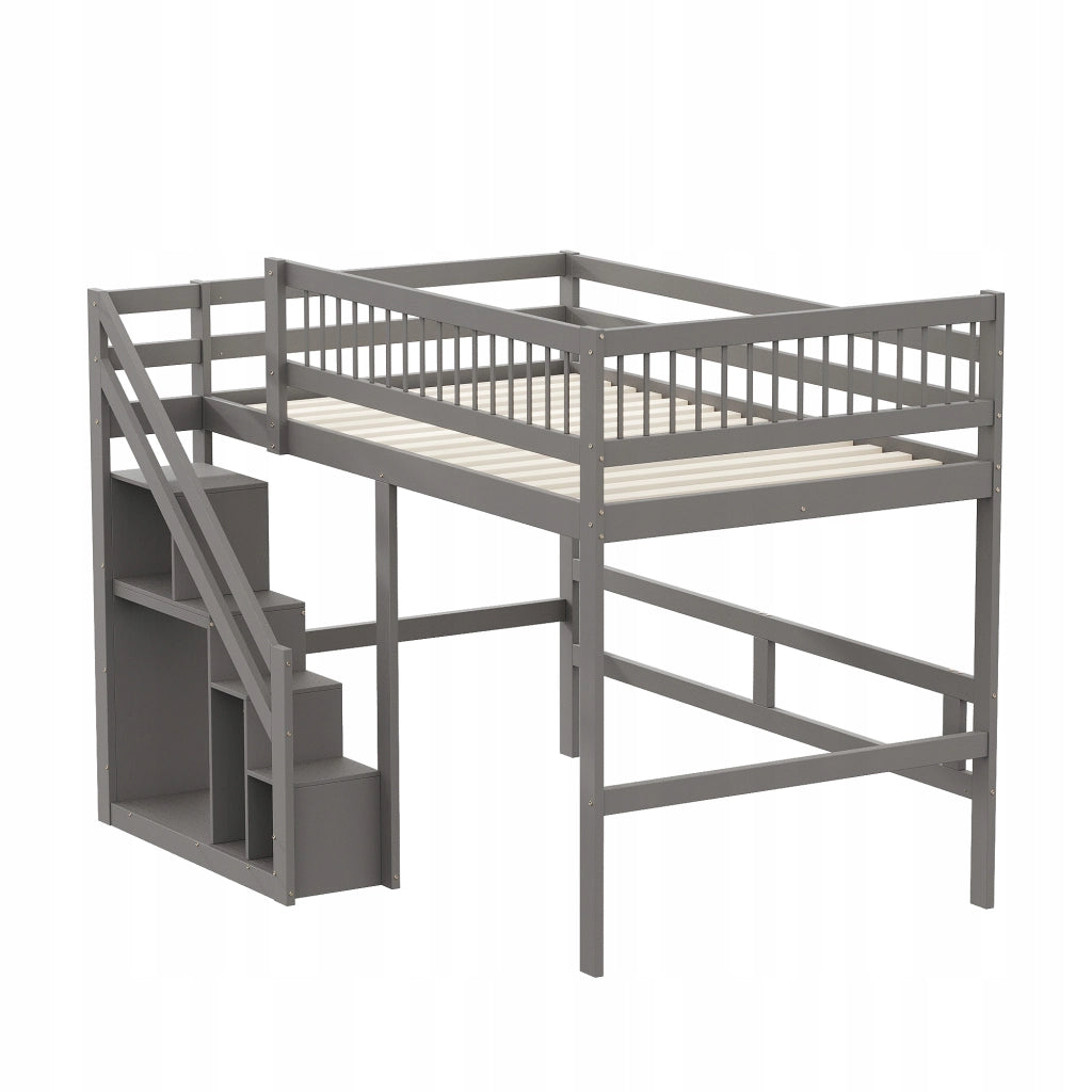 Letto in legno 140x200 - Xylo - Grigio senza materasso