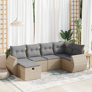 Set Divano da Giardino 6 pz con Cuscini Beige in Polyrattan 3325585