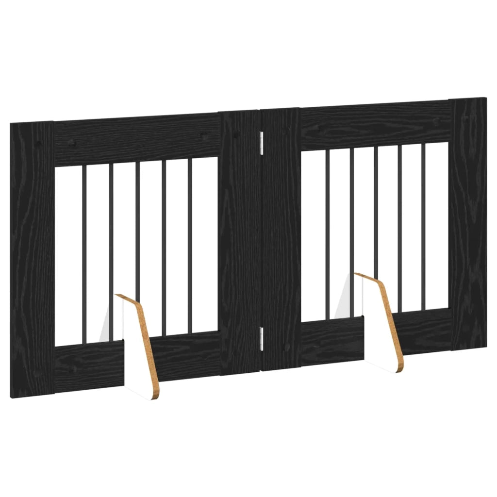 Cancello per cani con supporti 2 pz Rovere Nero 60 x 60 cm CFW9524790