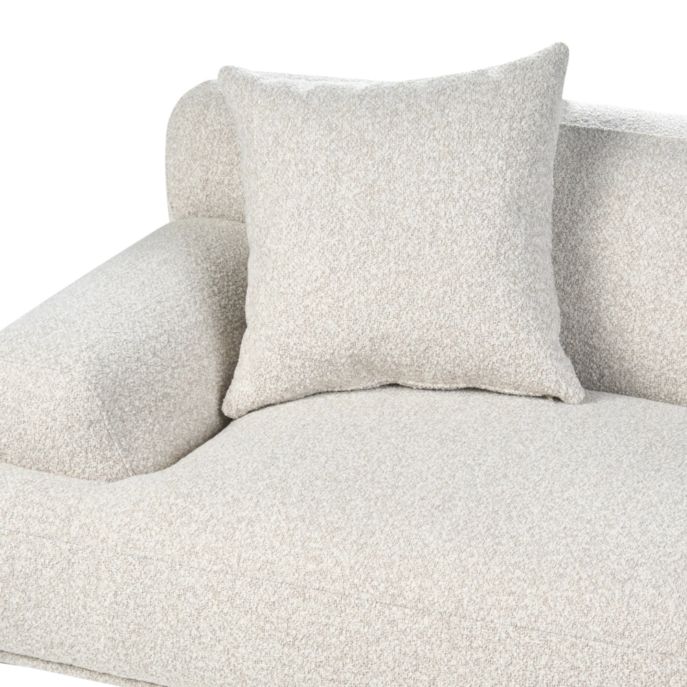 Divano a 3 posti in tessuto bouclé color bianco sporco stile moderno con gambe in metallo
