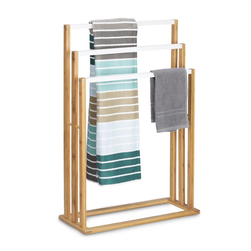 Portasciugamani in bambù appendiabiti accessori per il bagno 82 cm 3213023