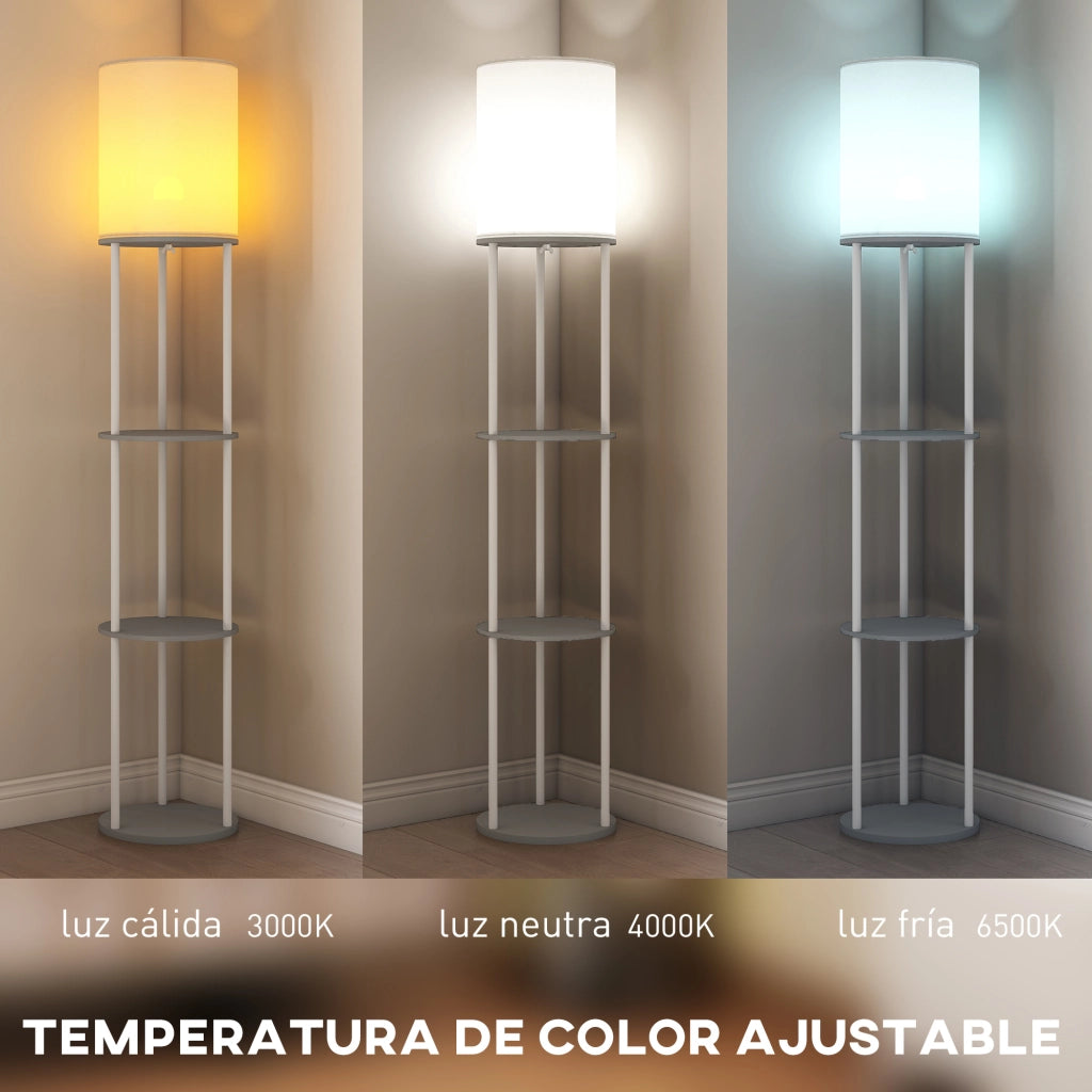 Lampada da Terra con Scaffale e Controllo Remoto 3 Colori ¨C zephmum ¨C Grigio 80x24x180