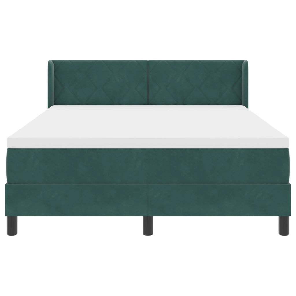Letto Contenitore con Materasso Verde Scuro 140x190 cm Velluto