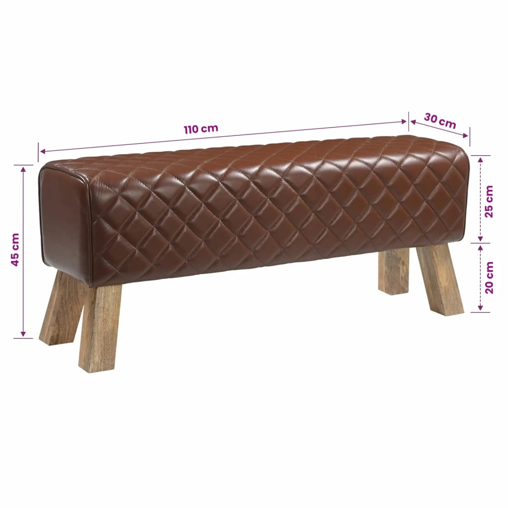 panchina 110 x 30 x 45 cm Pelle Vera Marrone diamante 42042113
