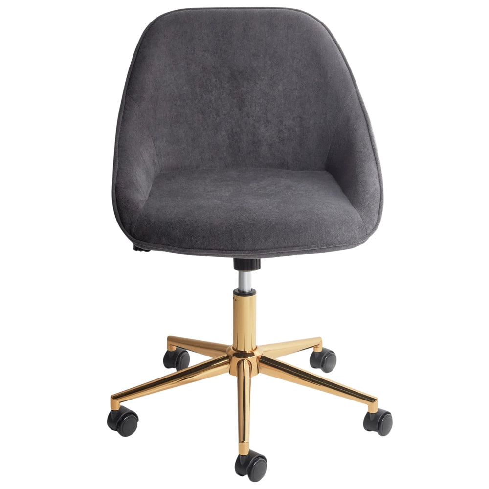 Sedia da ufficio Velluto grigio scuro Funzione girevole regolabile Gambe in metallo Arredamento da ufficio elegante