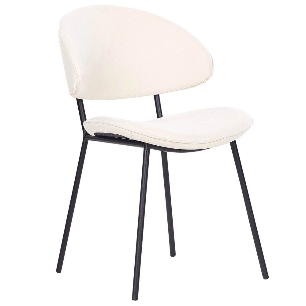 Set di 2 sedie da pranzo con sedile imbottito in tessuto crema senza braccioli schienale curvo stile moderno