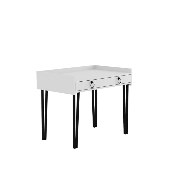 Scrivania con Cassetto 81,4x61,8x100 cm in MDF Sponge Bianco e Nero