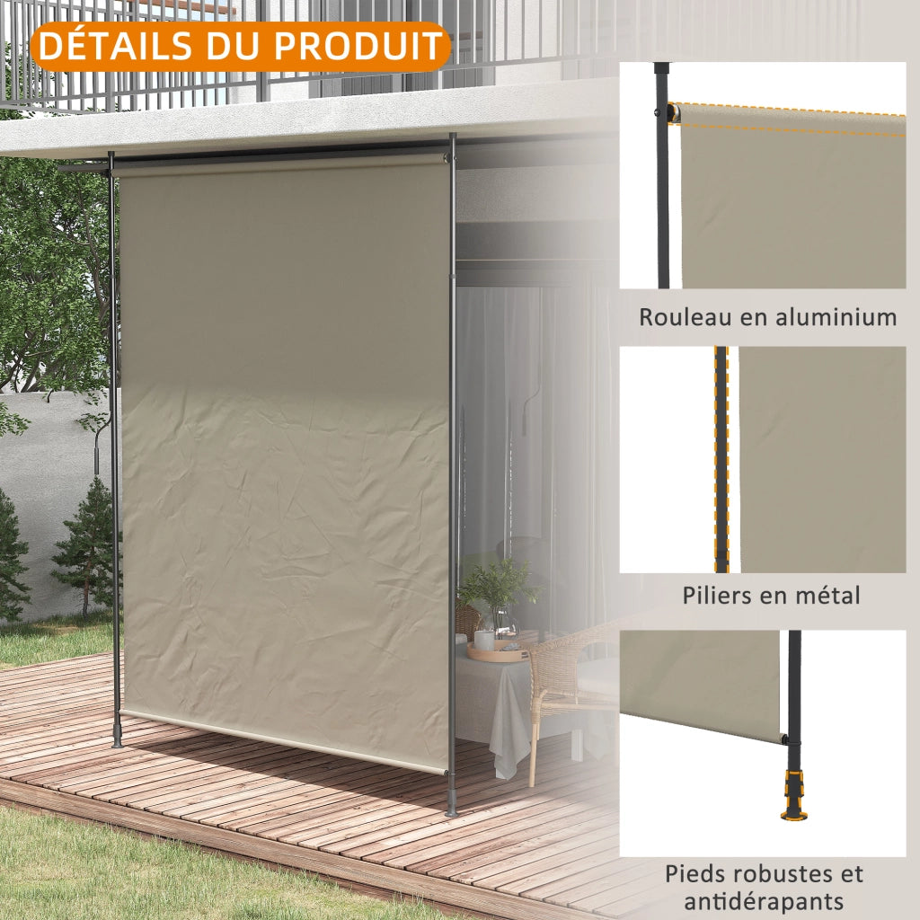 Tenda da balcone scorrevole a manovella ¨C zephmum ¨C sabbia 200x305 cm alluminio