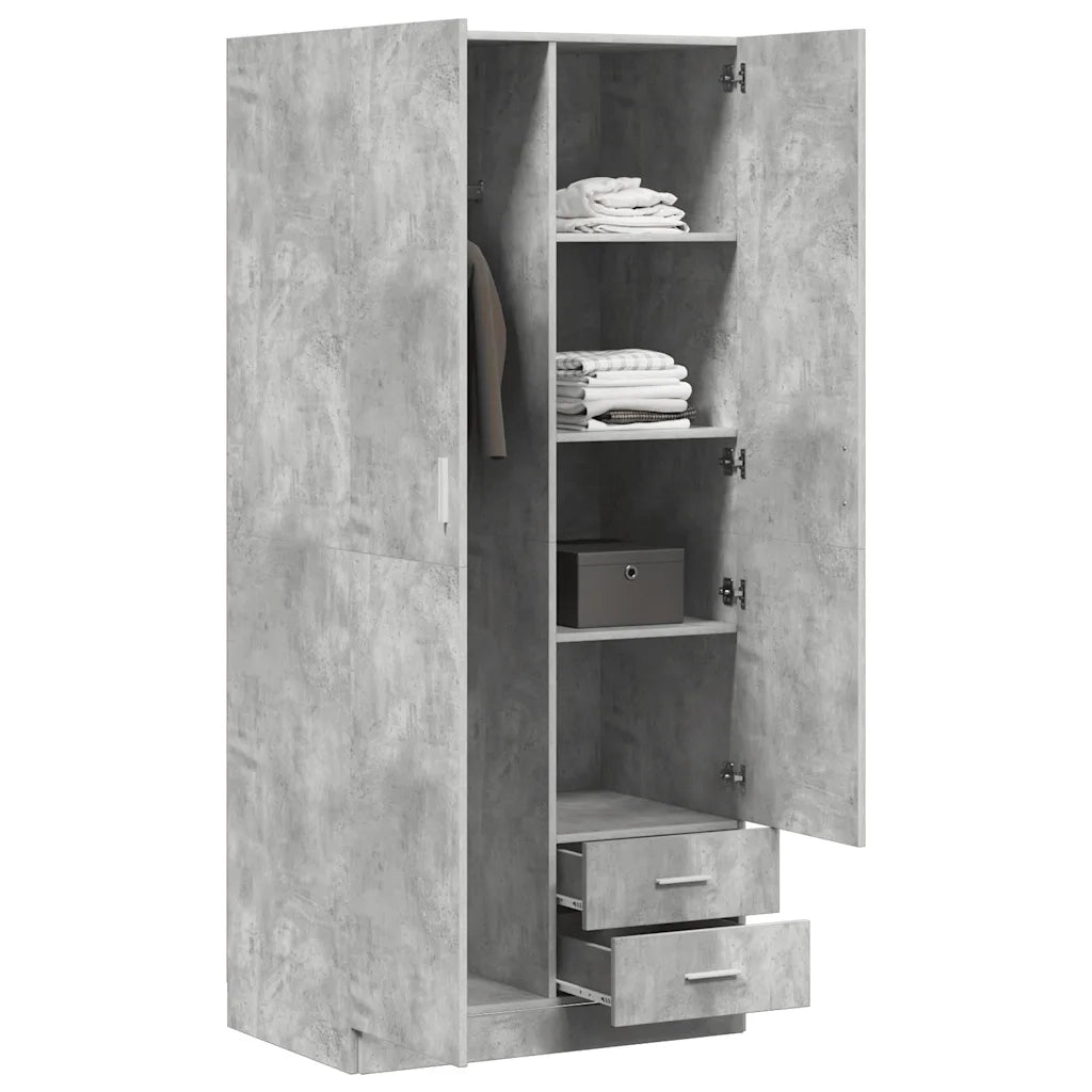Armadio Grigio Cemento 80x52x180 cm in Legno Multistrato 800643