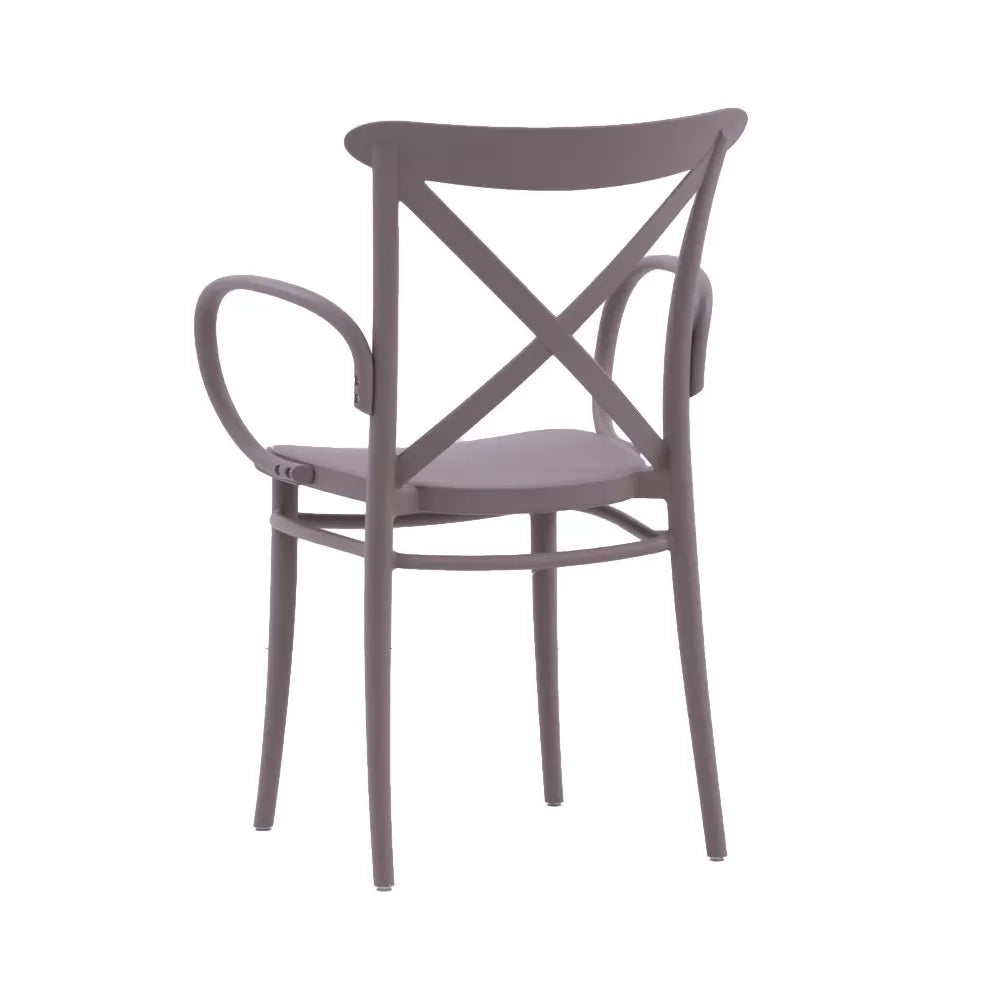 Set 2 poltrone polipropilene con braccioli tortora 57x52x85 - Mobili 2G