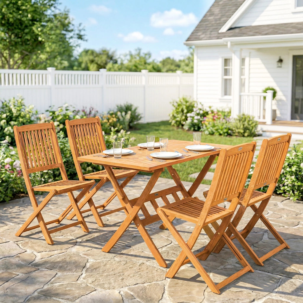Set da pranzo per giardino ¨C zephmum ¨C 5 pezzi, tavolo e 4 sedie pieghevoli