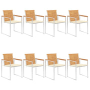 Sedie da Giardino con Cuscini 8 pz in Legno Massello di Teak cod mxl 24247
