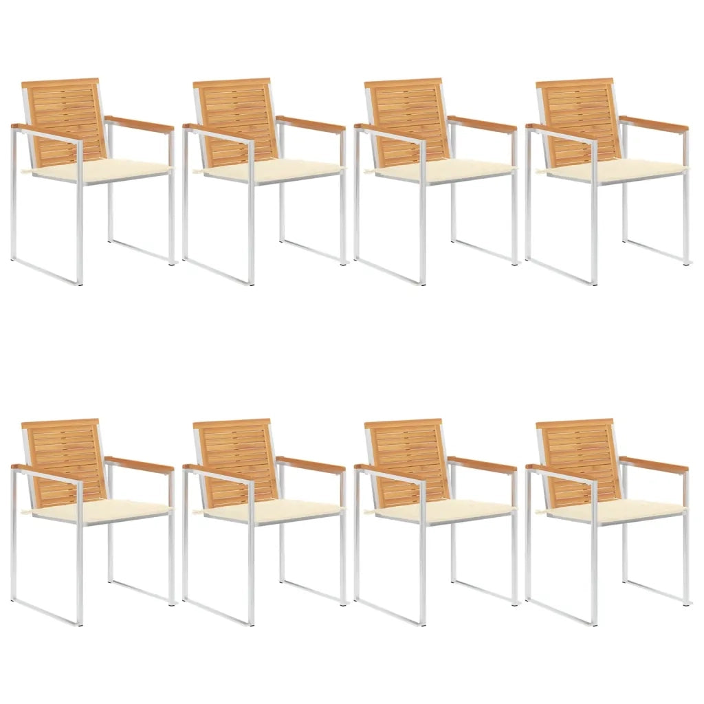 Sedie da Giardino con Cuscini 8 pz in Legno Massello di Teak cod mxl 24247