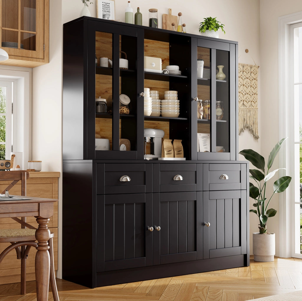 Vetrina 140x38.5x175 cm con ante in acrilico e sistema antiribaltamento; MDF nero