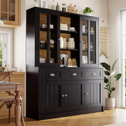 Vetrina 140x38.5x175 cm con ante in acrilico e sistema antiribaltamento; MDF nero
