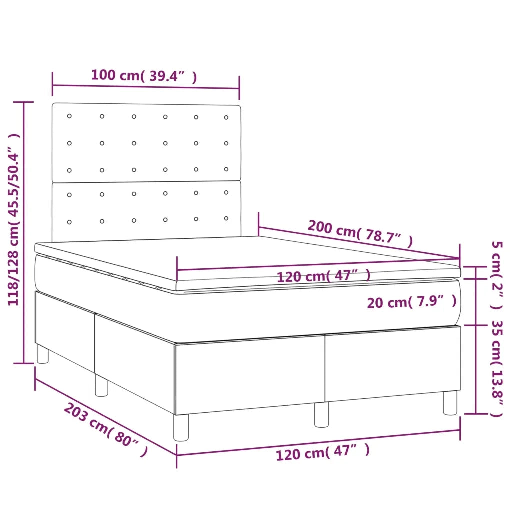 Letto a Molle con Materasso e LED Blu 120x200cm in Tessuto 3135747