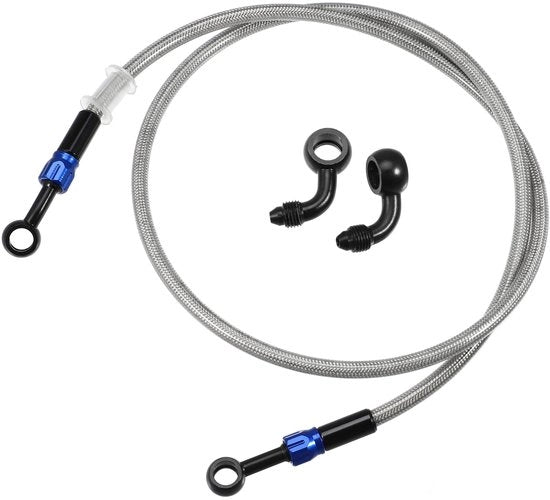 Filtro d'aria per motocicletta - Argento - Resistente al calore e resistentissimo ai graffi - 110cm - Silicone alluminio - Adatto per diverse motori - 10mm Bocchetta...