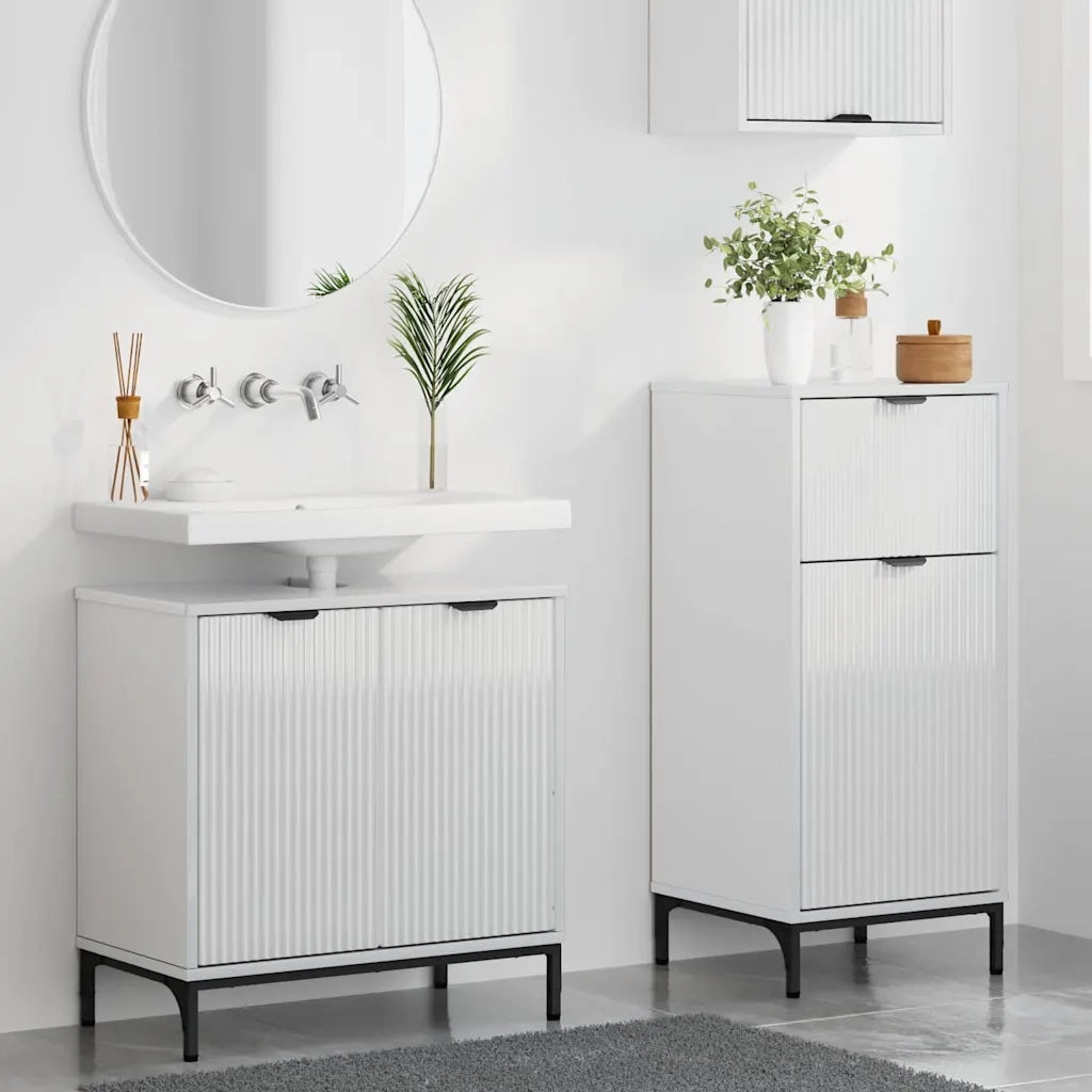 Set di mobili per il bagno con cassetto 2 pcs Bianco Lucido 3393097