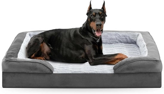 Letto per cani XXL lavabile con struttura a miele e imbottitura impermeabile - Grigio, 122 x 89 x 17 cm