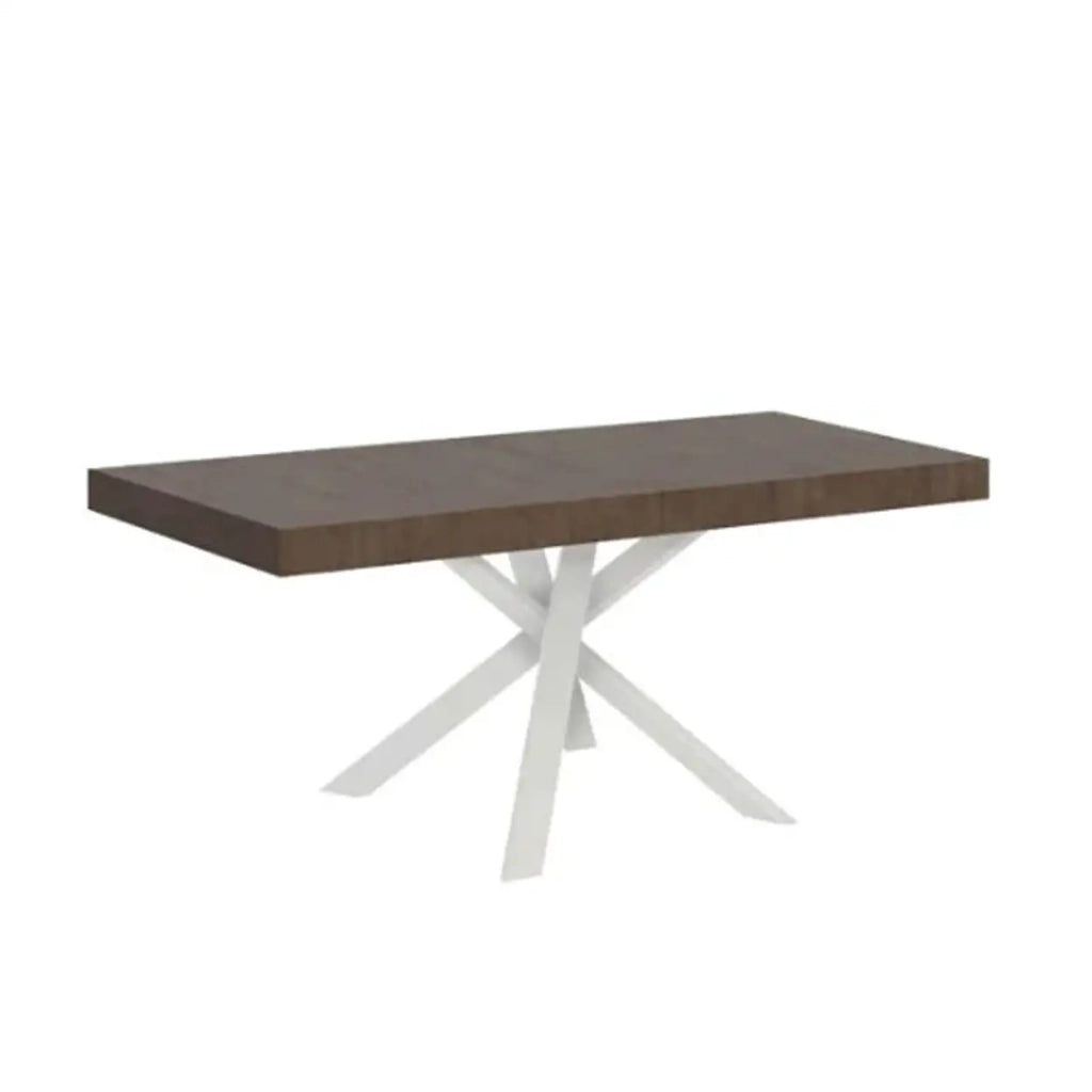 Tavolo allungabile 90/194x90 cm Clerk Premium colore noce gambe bianche