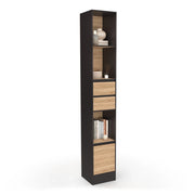 IDMarket - Libreria CARLA 3 livelli 2 cassetti 1 armadio effetto legno e nero H.190 cm