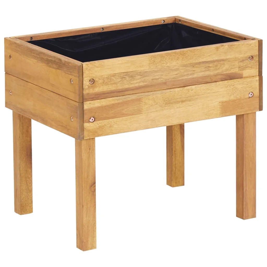 Fioriera rialzata 50 x 40 x 45 cm piante da giardino fiori legno massello di acacia 02_0000849