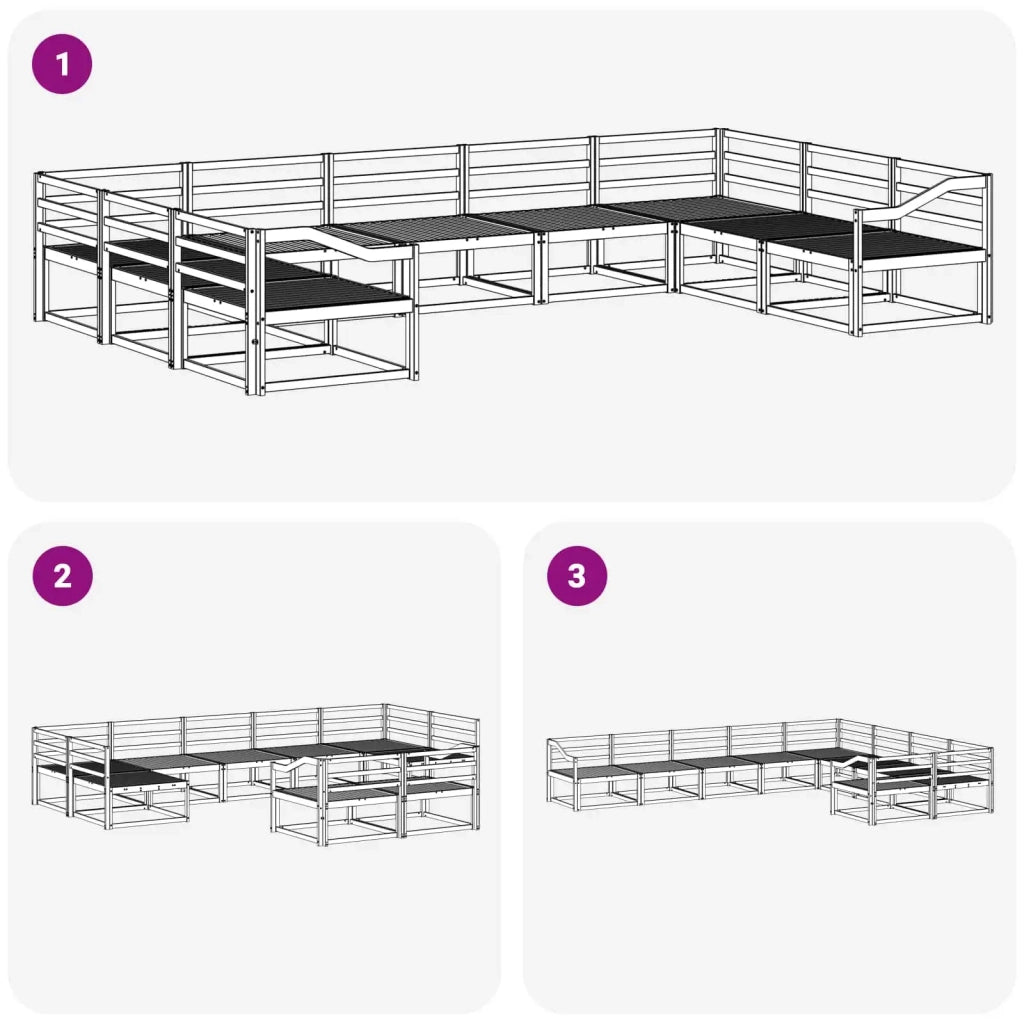 Set di divani da esterno 9 pcs Bianco 404 x 245,5 x 73 cm