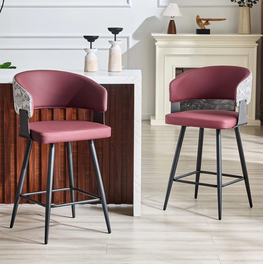 Sedia da sala da pranzo 46x47x94,5 cm in PU rosso, con braccioli e schienale
