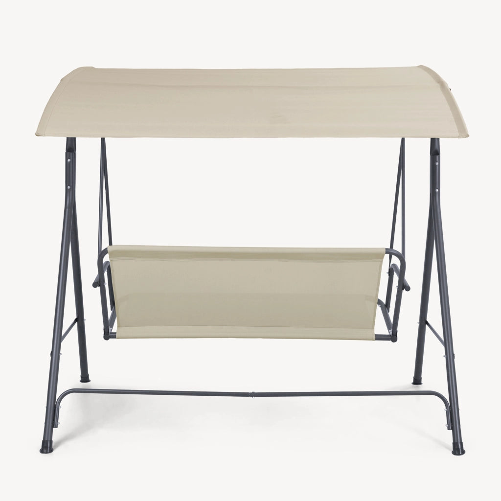 Dondolo da Giardino Satten a 3 Posti con Tettuccio Parasole 173x119x153 cm - Grigio / Beige [en.casa]