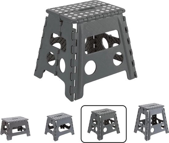 Sedia pieghevole portatile | Sedia pieghevole per bambini e adulti | Sedia pieghevole e trasportabile | Peso massimo 80kg | Sedia per cucina, bagno, campeggio, giardino | 19 cm di altezza | Grigio