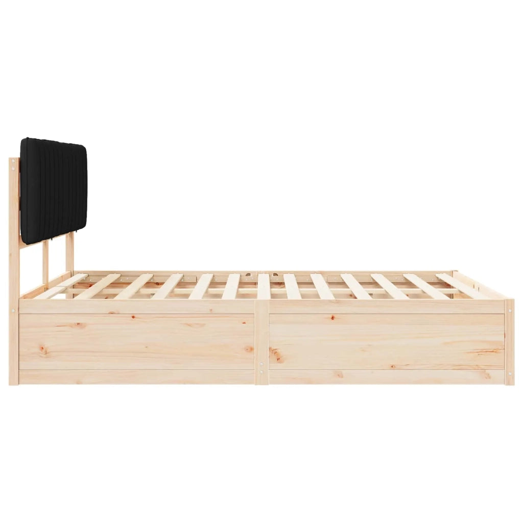 Letto con Testiera Rivestita-Struttura Letto con Testiera Nero 150 x 200 cm Pino massello 798067