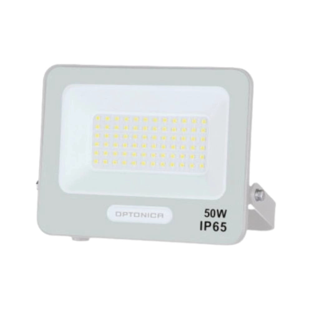 Optonica proiettore led smd ip65 50w corpo bianco con cavo 15 cm incluso *** temperatura colore lampada 6000k bianco ...