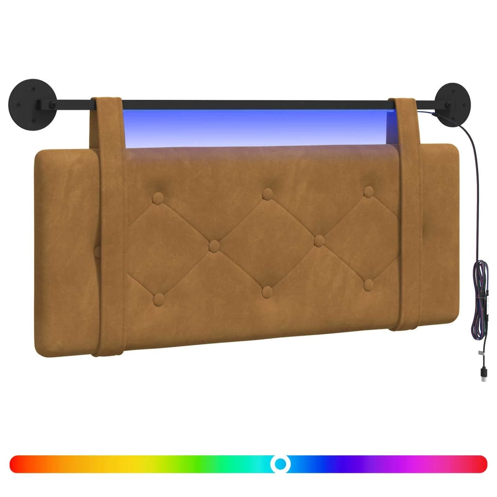 Testiera | Testata sospesa Con luce LED Marrone Velluto