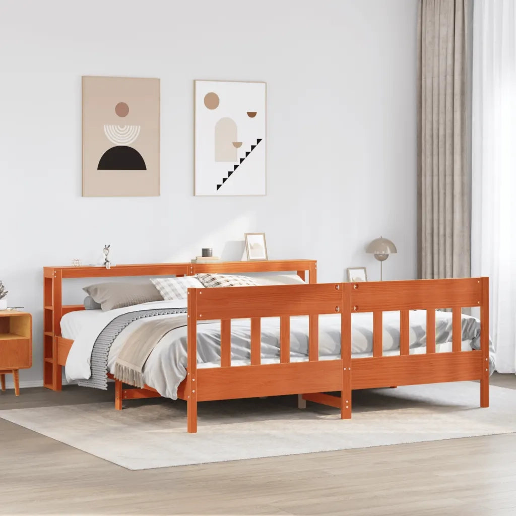 Letto senza Materasso Marrone Cera 200x200 cm in Legno di Pino 3306254