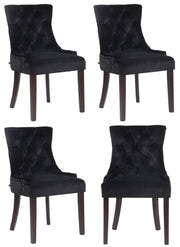 Set 4 poltrone pranzo Aberdeen in velluto nero,antico