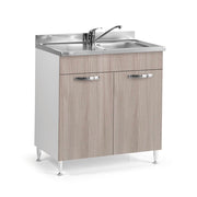 Sottolavello 2 ante 80 cm con lavello incluso colore olmo