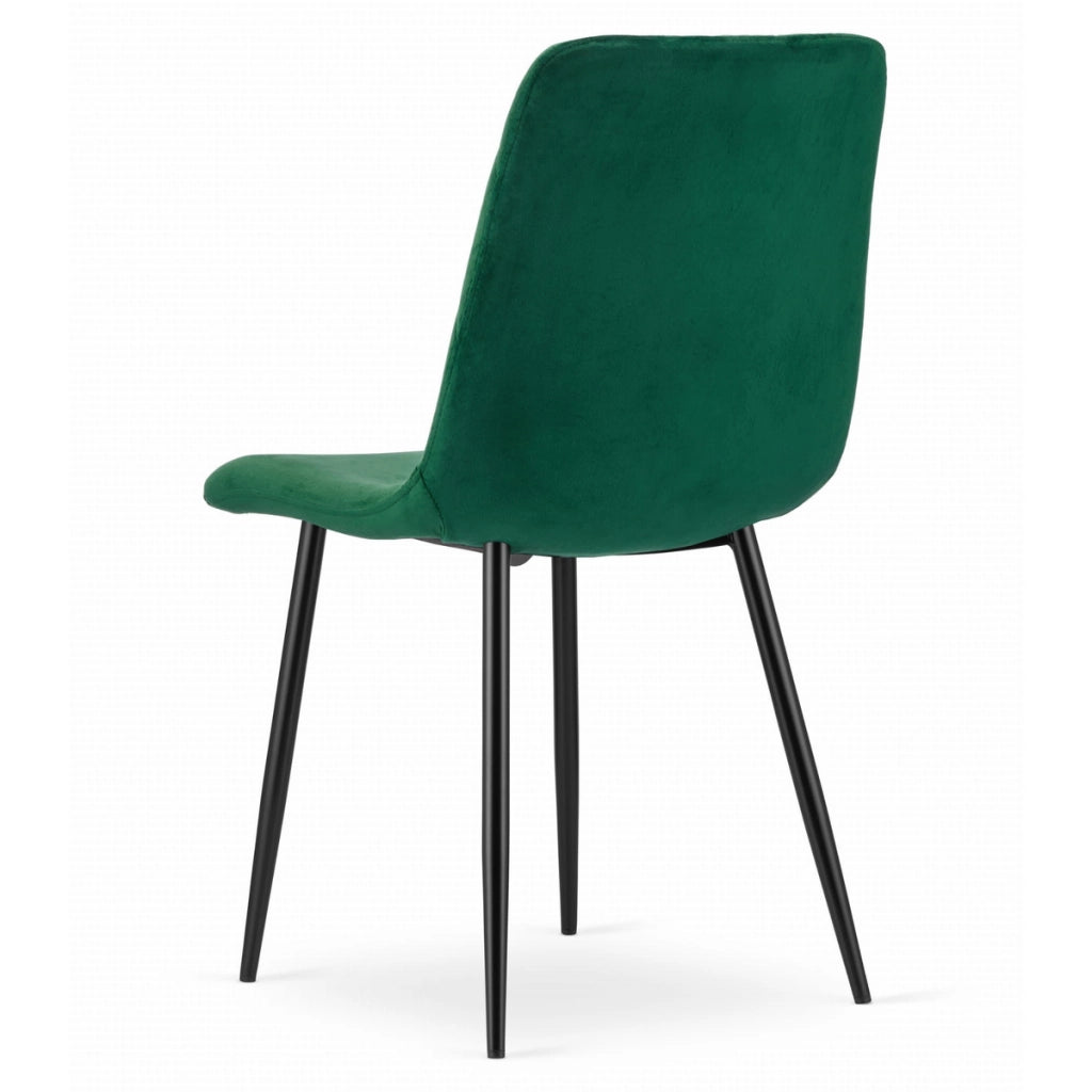 Sedia Turin in velluto verde scuro con trapuntatura a rombi
