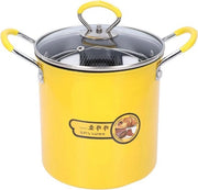 Friteuse 3 litri - Acciaio Inossidabile 304 - Piastra Cottura Con Coperchio e Sgocciolatoio - Per Olio - Patatine - Compatibile Con Tutti I Tipi Di Forni - Cucina Casa Giallo