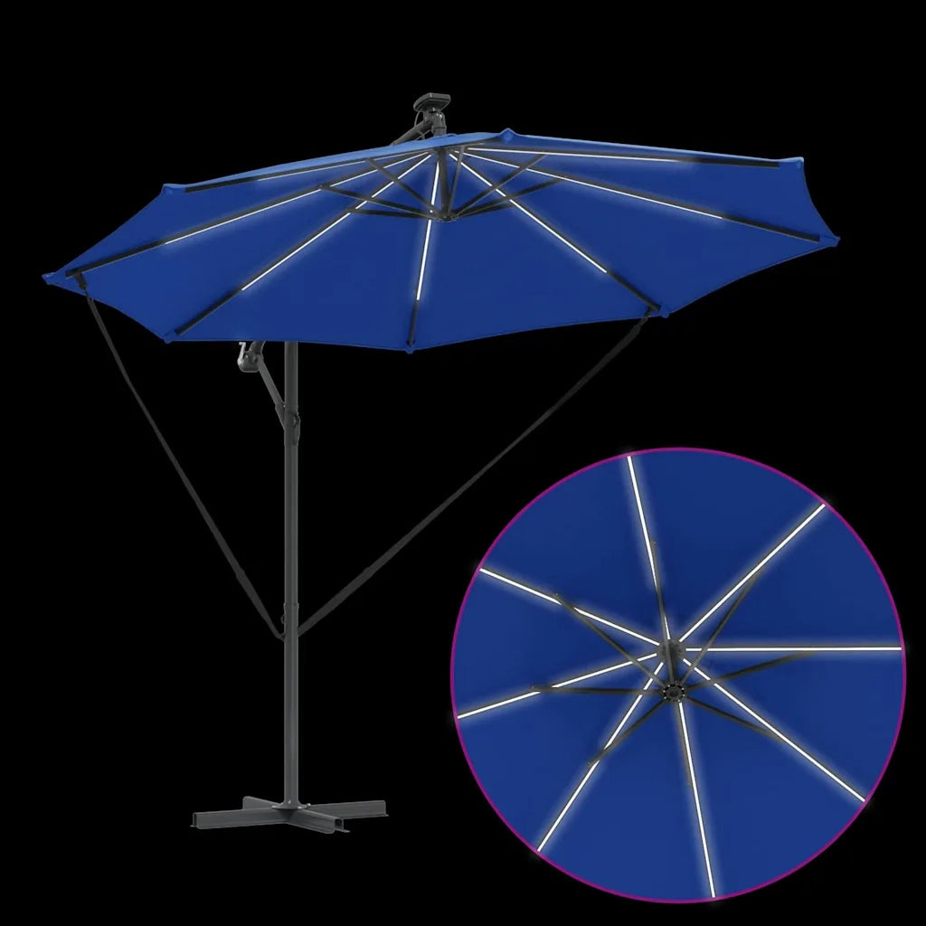 vidaXL Ombrello a bilanciere a forma di banana azzurro