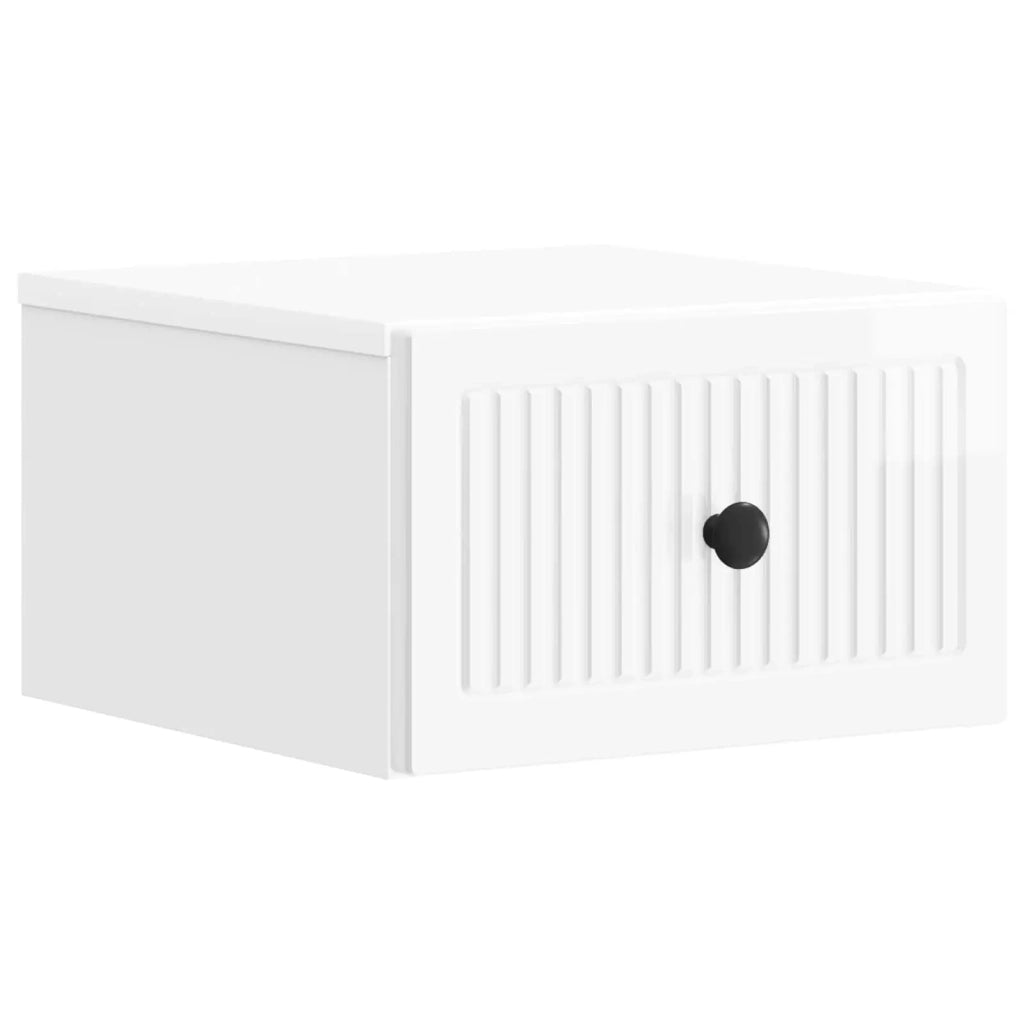 Mobiletto da notte a muro 2 pcs Bianco Lucido 33 x 34,5 x 20 cm
