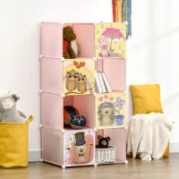 Mobile Scarpiera Modulare Salvaspazio, 6 Cubi 35x45x35 cm in Acciaio e PP, 74x47x144 cm, Rosa
