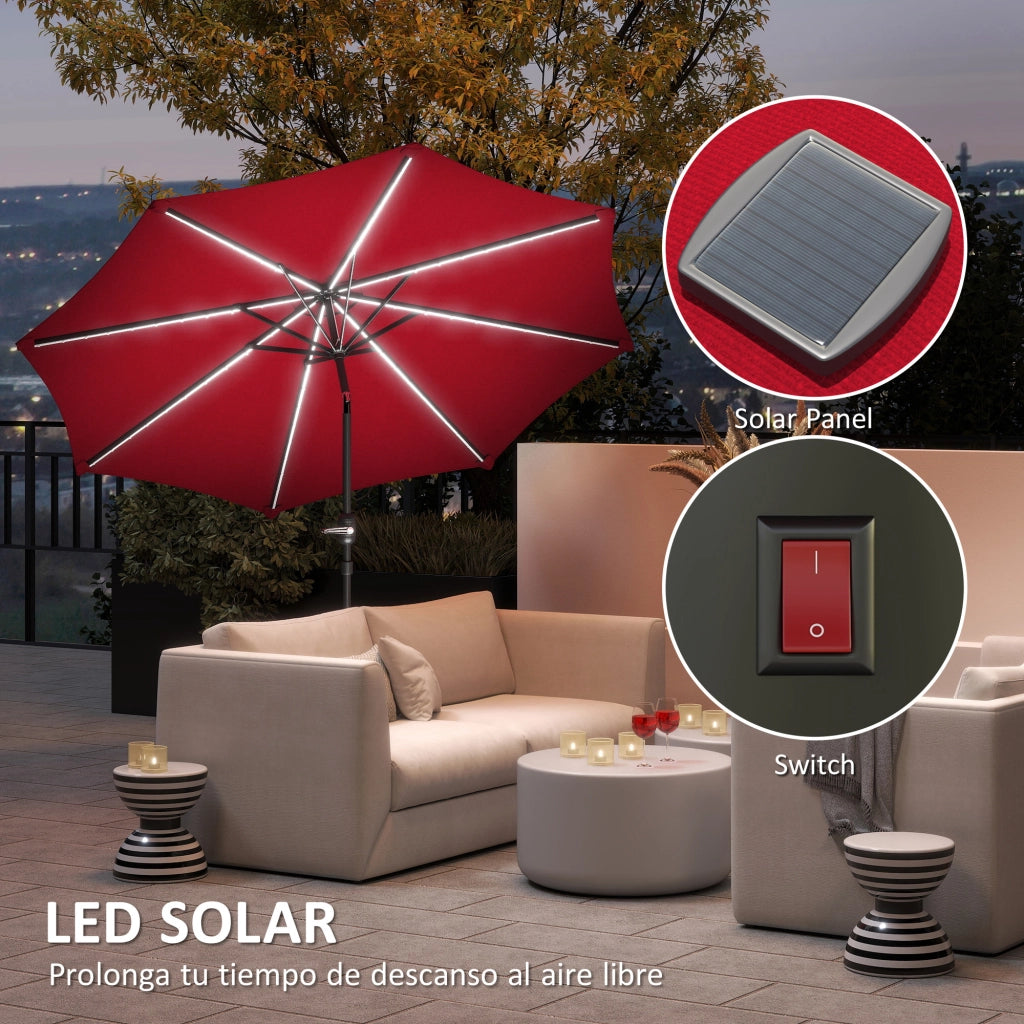 Ombrellone da Giardino ¨C zephmum ¨C Bordeaux, ?292 cm, con Luci LED Solari