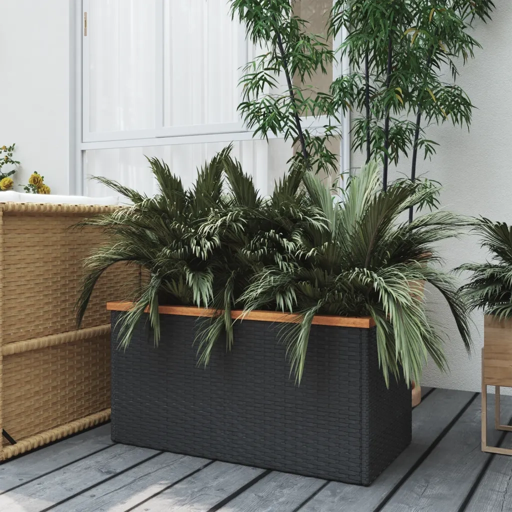 Fioriera Nera 80x40x40 cm in Polyrattancod mxl 102925