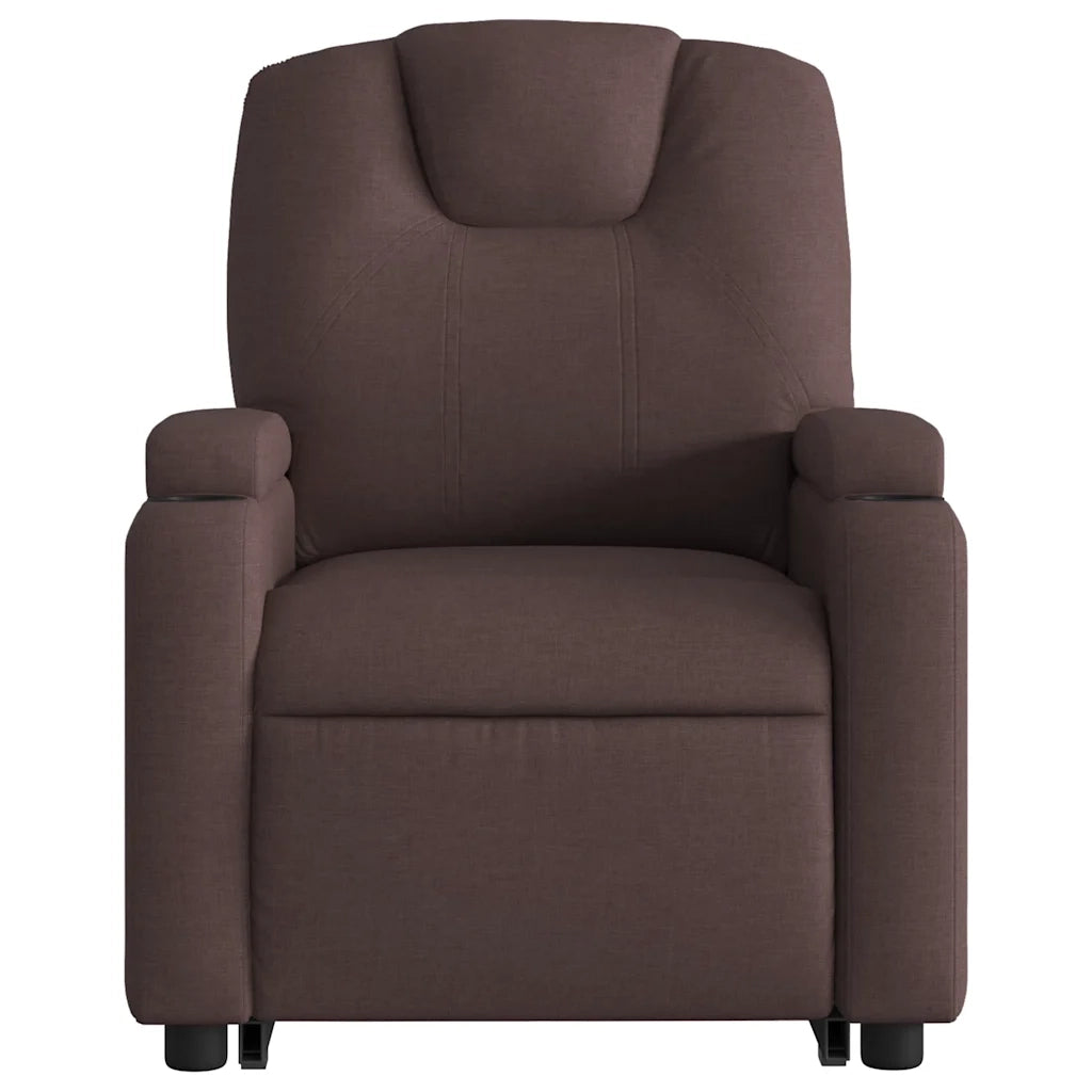Poltrona | Sedia Relax Alzapersona Massaggi Reclinabile Marrone Scuro Tessuto