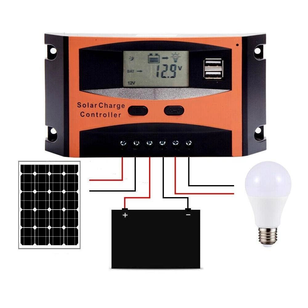 Trade Shop - Regolatore Di Carica 20 A Per Pannello Solare 12/24v Display Lcd Usb Ld2420c -