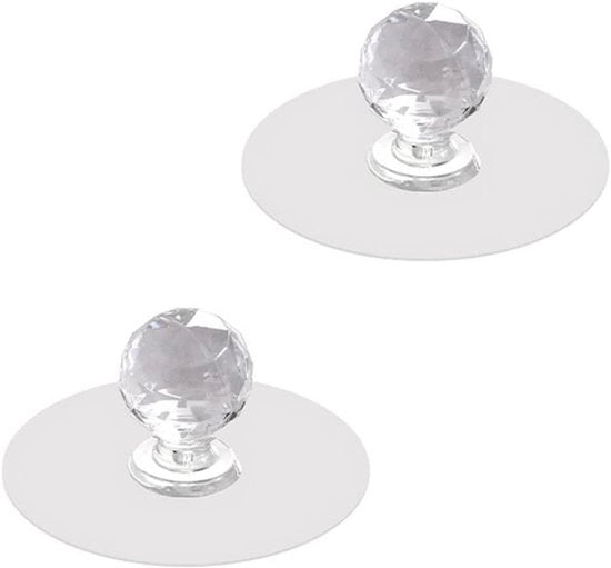 Pomelli porta finestre e maniglie di cassetti 2 pezzi - Viti autoadesive acriliche senza foratura - Maniglie per specchiera - Pomo di cassettiera in vetro trasparente
