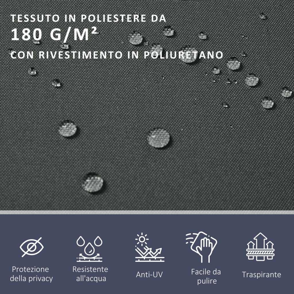 Divisore da Giardino in Poliestere e Metallo Regolabile ¨C zephmum ¨C Grigio 600x180 cm