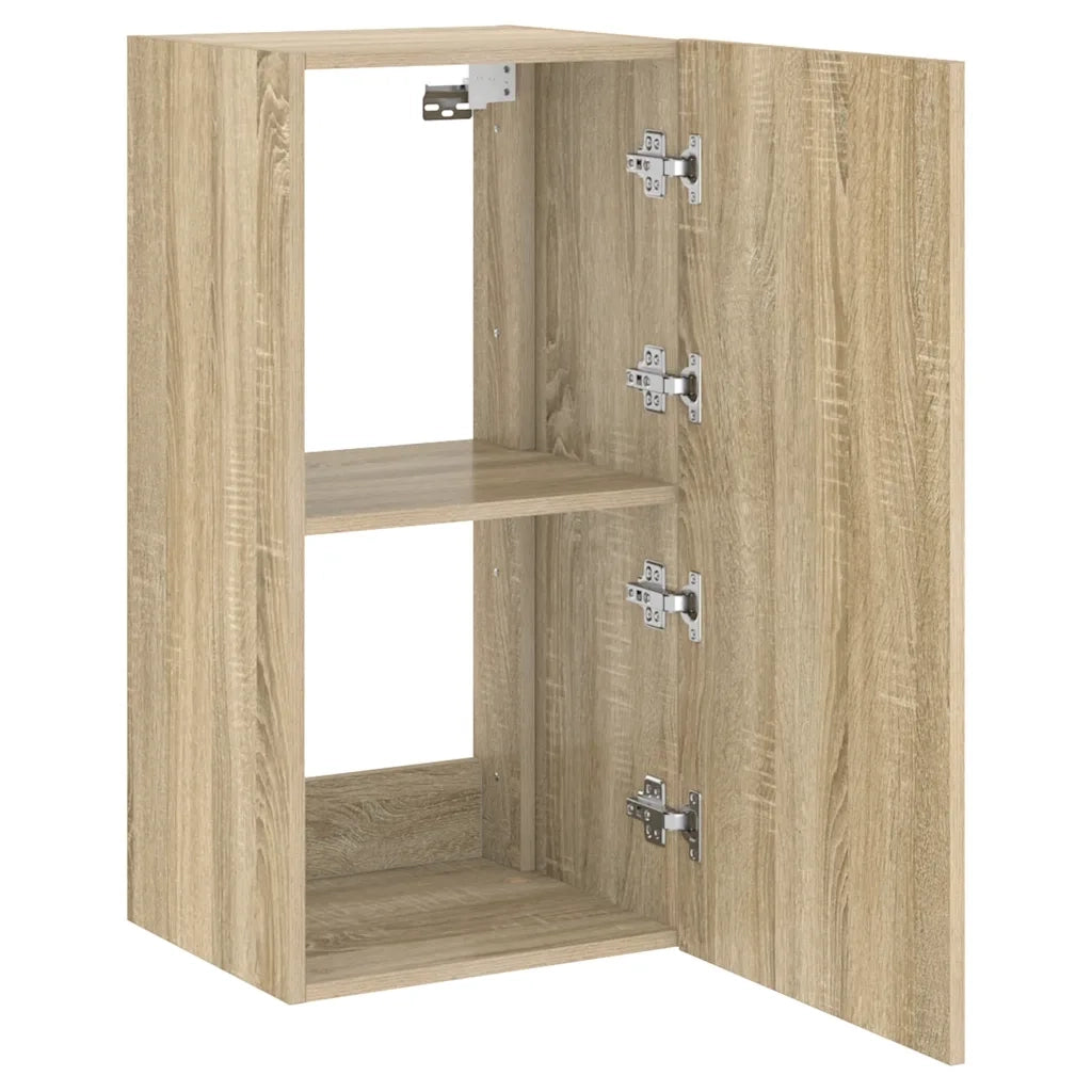 Mobile TV a Parete con Luci LED-Mobile TV a Muro Rovere Sonoma 40,5x35x80 cm