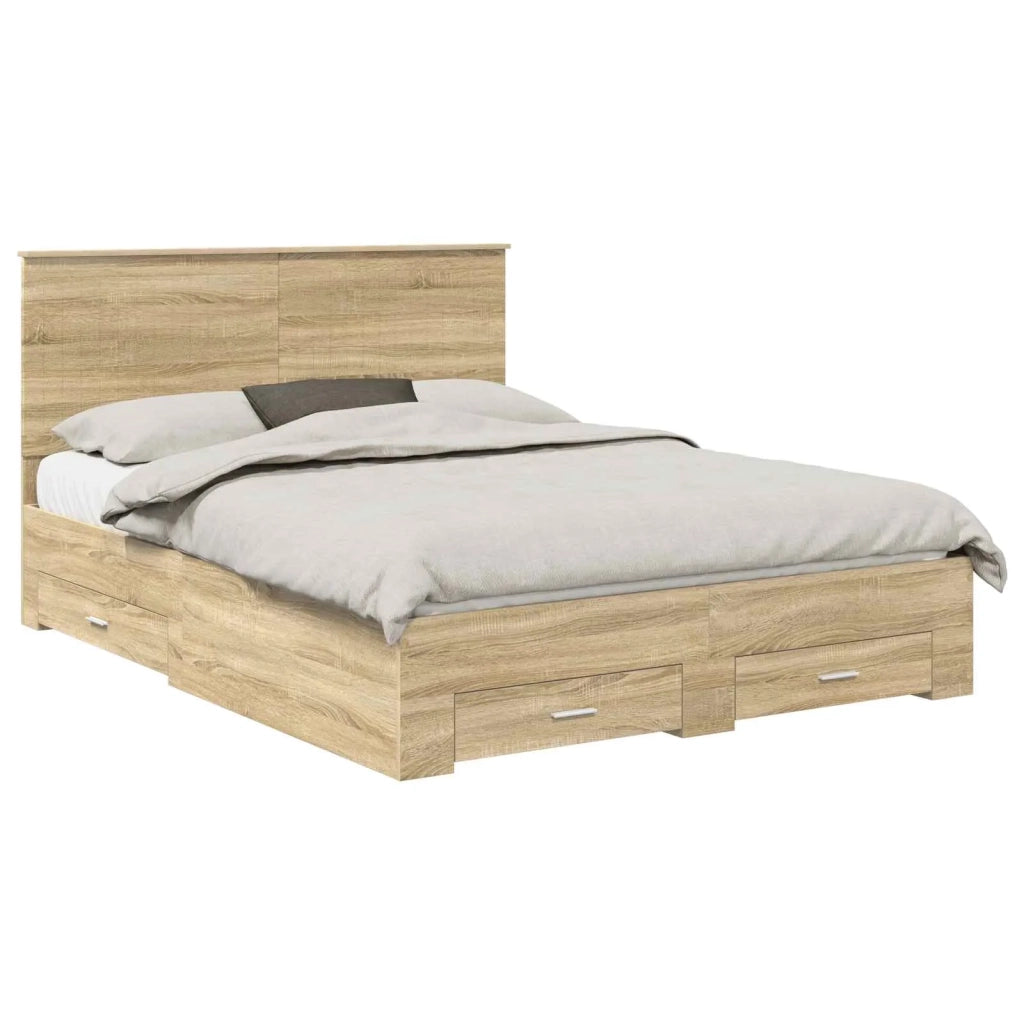 Struttura del letto con testiera Rovere Sonoma 150 x 200 cm 3411291